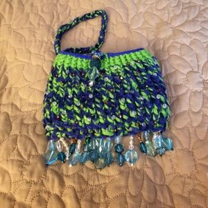 Boho Blue/Green Beaded clutch bag
